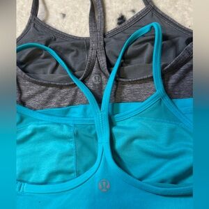 Lululemon Y Power Tank Bundle- Heather Gray and Turquoise